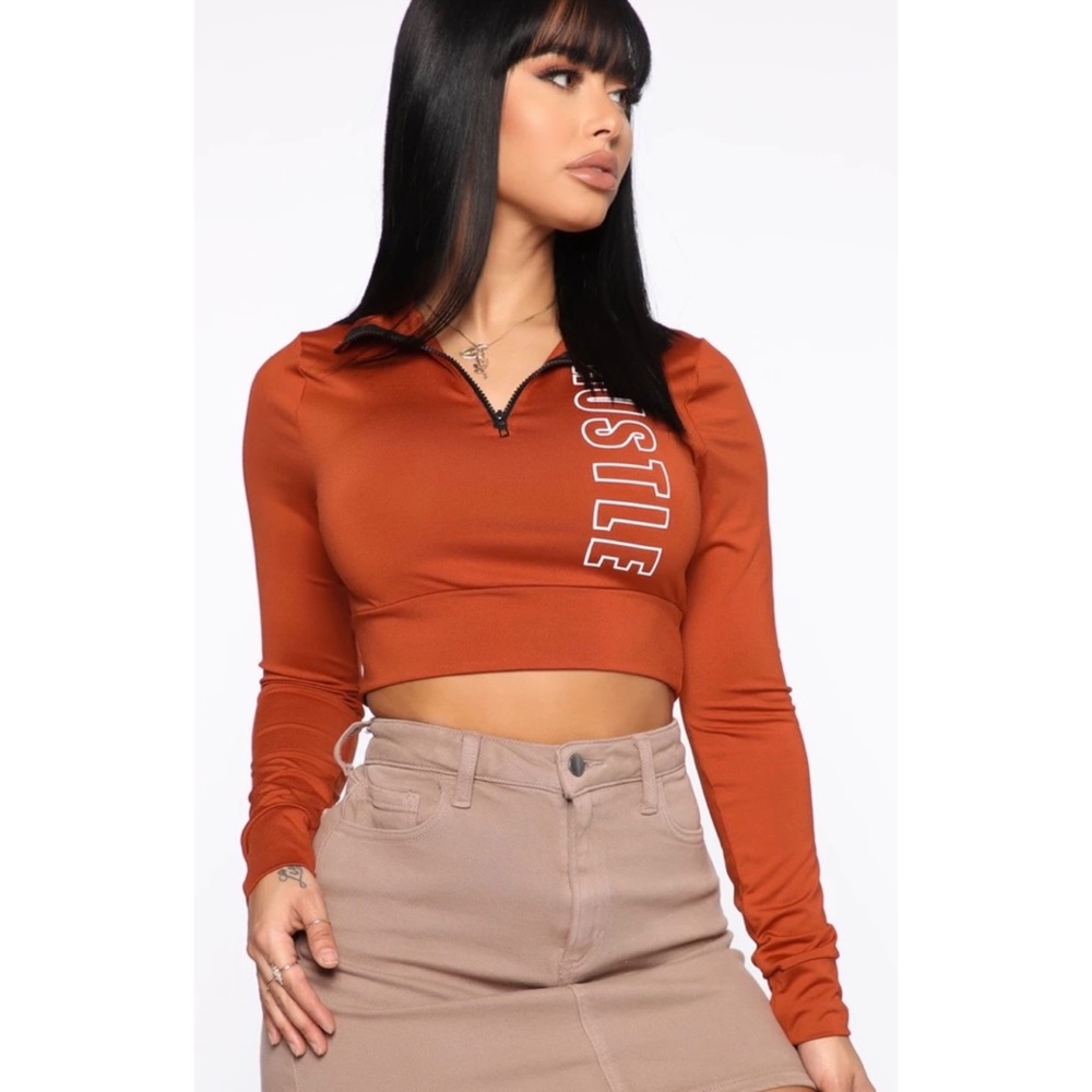 Fashionova's "Hustle Harder mock Neck Top"